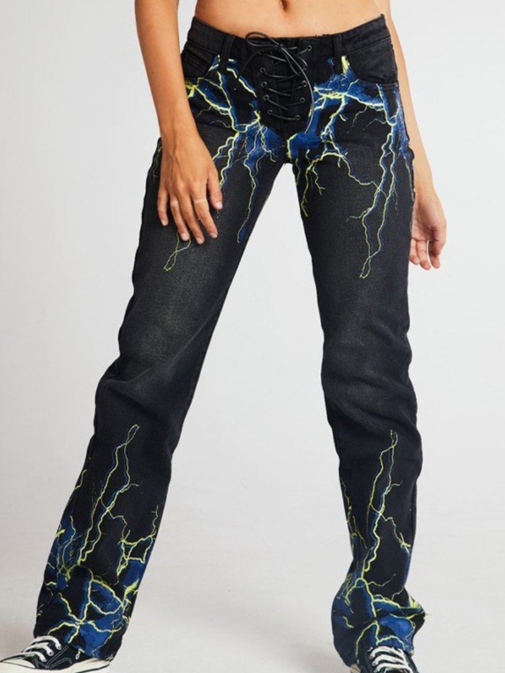 Jaded London Black Lightning Strike Womens Jeans